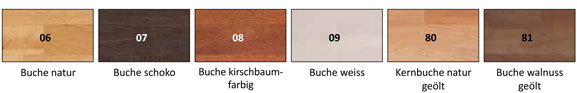 Woodline Kopfteile f�r Wasserbetten Farbkarte