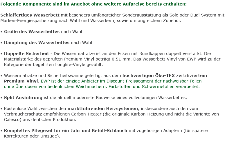 Folgende Komponente sind im Angebot ohne weitere Aufpreise enthalten